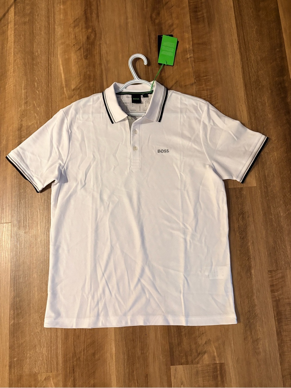 HUGO White Polo with Black Contrast Trim